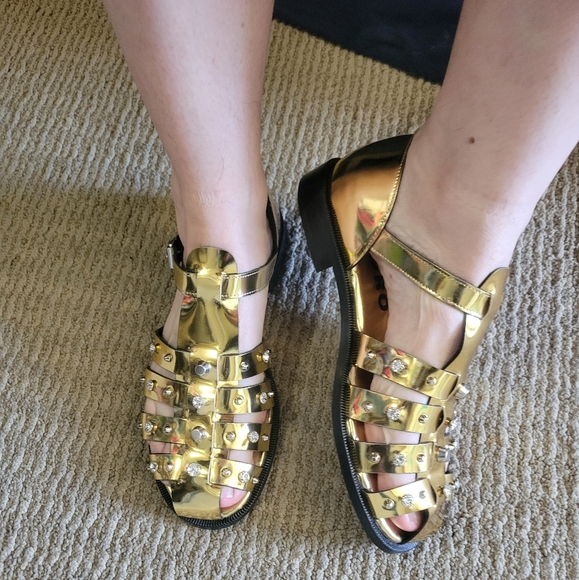 Sandro Gold Studded Fisherman Greek Strappy 39 - Picture 9 of 12